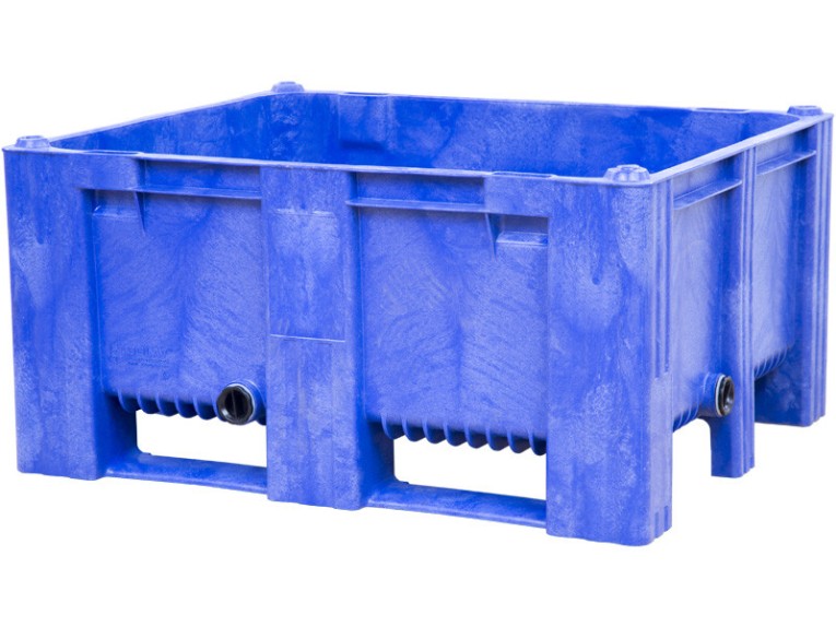 BoxPallet 1200х1000х580 мм сплошной на 2-х полозьях синий с 2 СП2 купить в Калуге