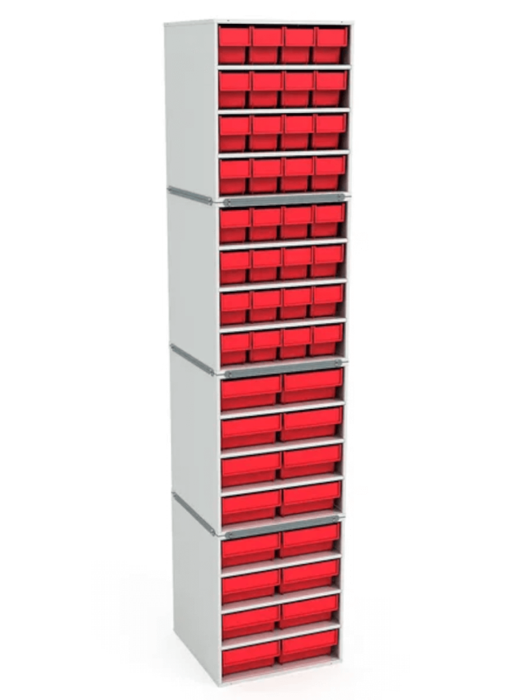 .Стационарная кассетница ДиКом (на 4 яруса) с красными ящиками купить в Калуге .Стационарная кассетница ДиКом (на 4 яруса) с красными ящиками купить в Калуге