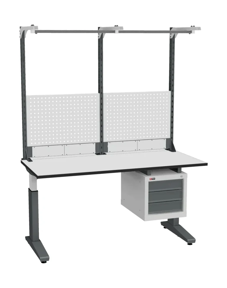 Стол монтажный ДиКом СР-150-01, ESD Thermopal, регулировка винтом, экран Э2, с подвесной тумбой купить в Калуге