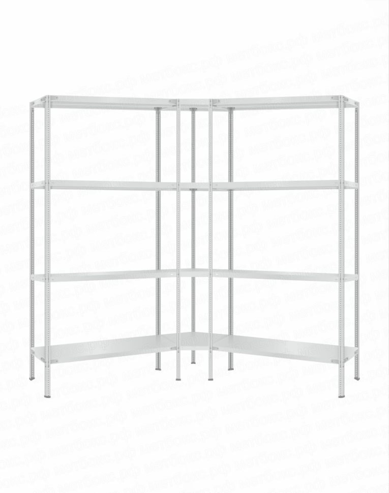 Стеллаж угловой 2000х1600х1600 (4 яруса глубиной 400мм) купить в Калуге Стеллаж угловой 2000х1600х1600 (4 яруса глубиной 400мм) купить в Калуге