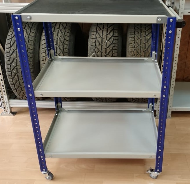 Тележка металлическая с тремя открытыми полками WDS Garage